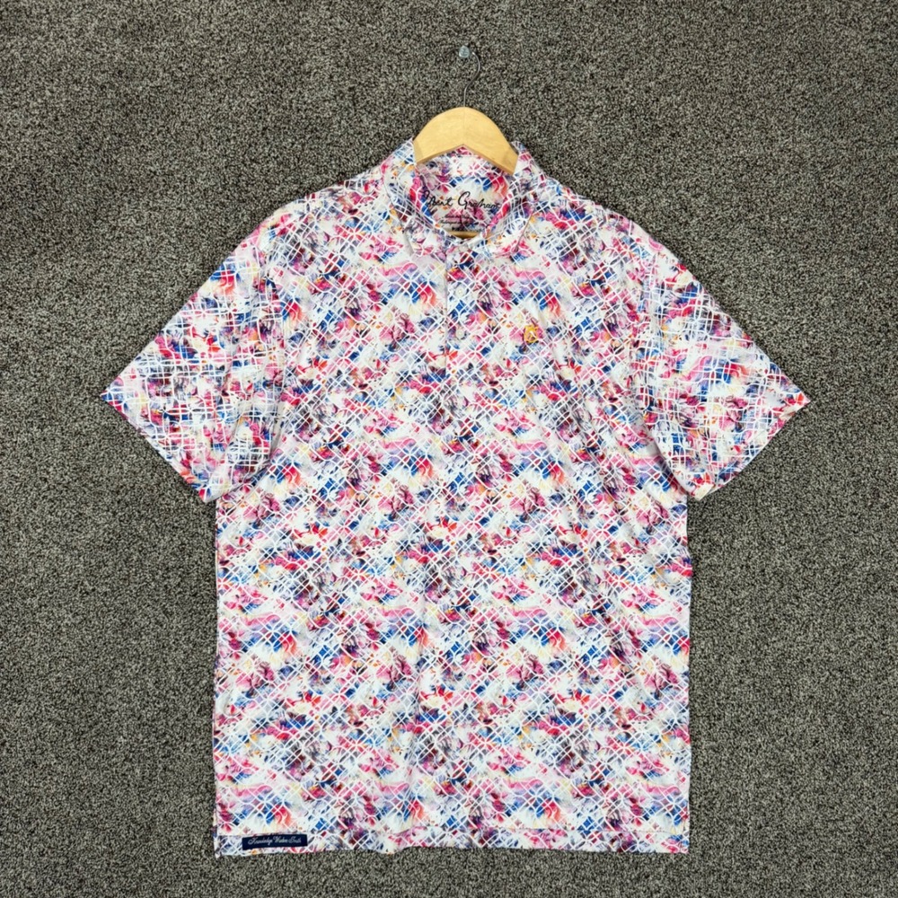 Robert Graham Polo Shirt Mens L Multicolor Abstract Performance Stretch Golf